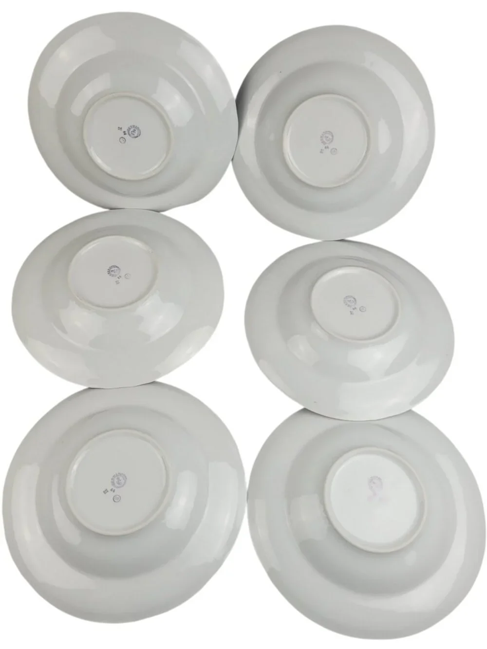 Concordia Lesov Bernadotte Czech 6 Porcelain Salad Soup Bowls White Gold Floral